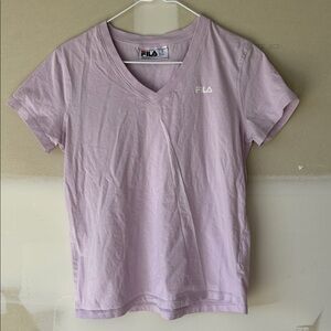 Fila Women's Light Purple V-Neck Tee